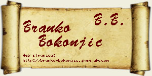 Branko Bokonjić vizit kartica